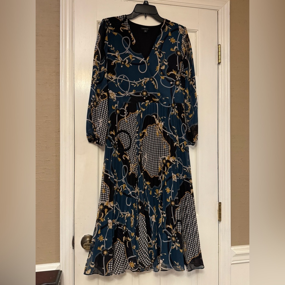 Ann Taylor Teal and Gold Long Sleeve Dress - Picture 2 of 8